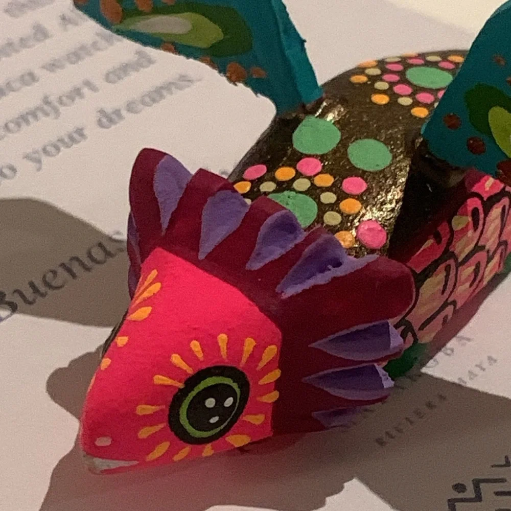 Colorful Bird Oaxaca Figurine , hand made, one of a kind. Unique, arty!